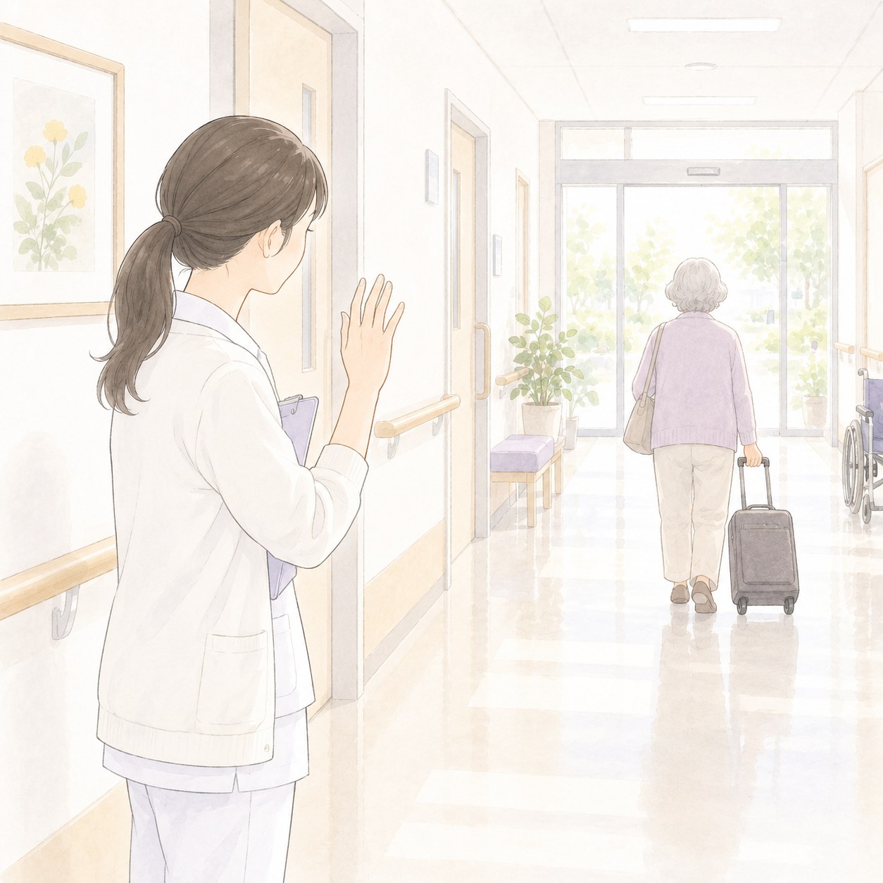 退院後に関わりが途切れる様子のイラスト