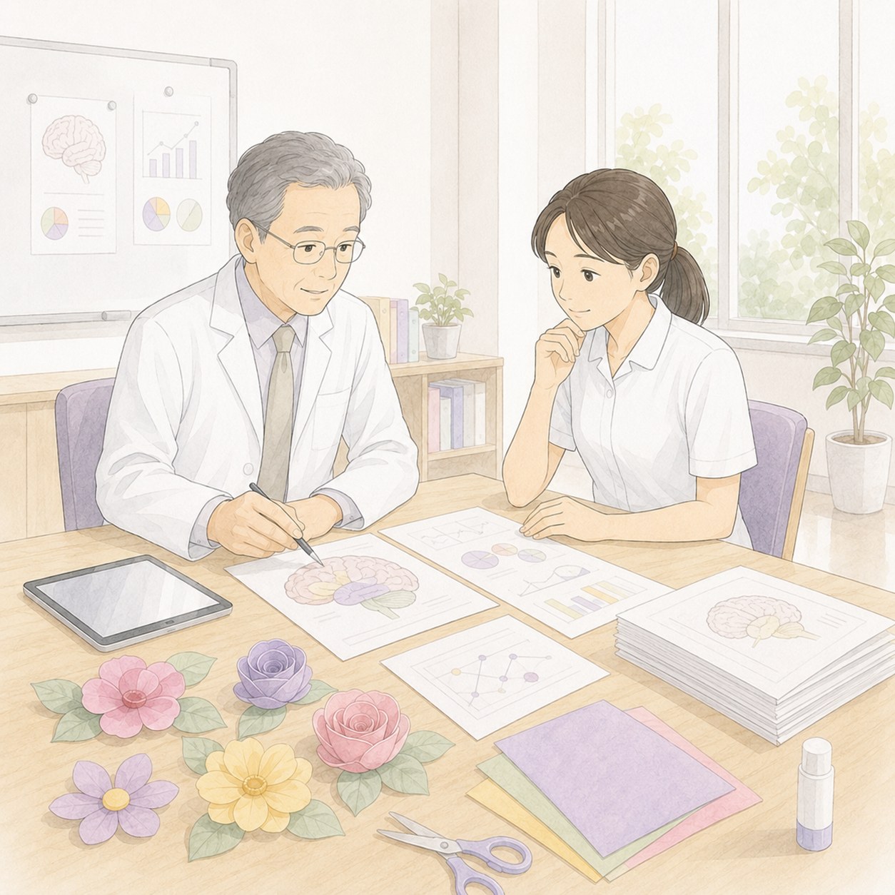 共同研究・学術的な根拠を表すイラスト