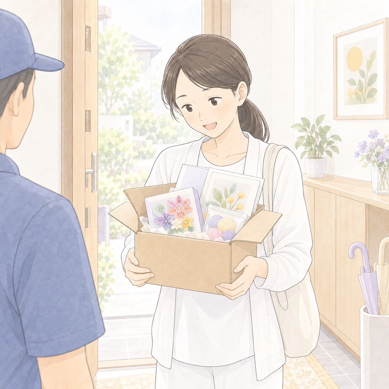 テキストと実習キットが自宅に届く様子のイメージ